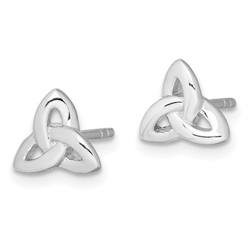 Sterling Silver Rhodium-plated Trinity Symbol Post Earrings — alternate view