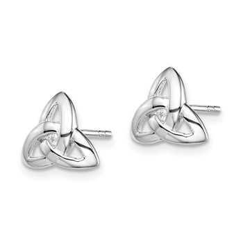 Sterling Silver Rhodium-plated Clear CZ Trinity Symbol Post Earrings — alternate view