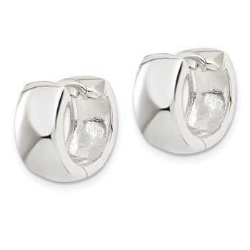 Sterling Silver Rhodium-plated Hinged Hoop Earrings — alternate view
