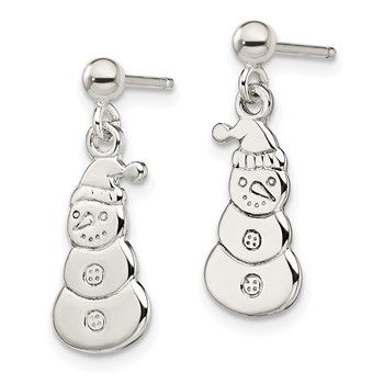 Sterling Silver Polished Snowmen Post Dangle Earrings — alternate view