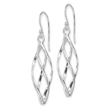 Sterling Silver Rhodium-plated Polished Long Twisted Dangle Earrings — alternate view