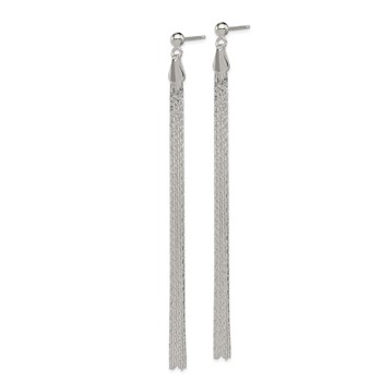Sterling Silver Polished Fancy Long Linear Post Dangle Earrings — alternate view