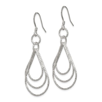 Sterling Silver Textured Teardrops Dangle Earrings — alternate view