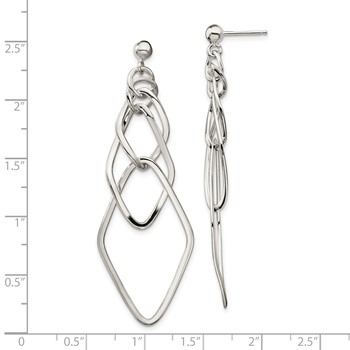 Sterling Silver Polished Geometric Post Dangle Earrings — alternate view