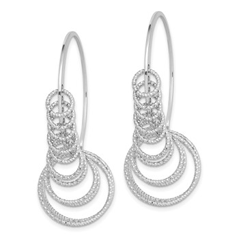 Sterling Silver Rhodium-plated D/C Graduated Circle Dangle Hoop Earrings — alternate view