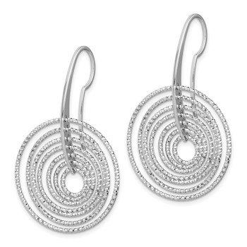 Sterling Silver Rhodium-plated D/C Concentric Circles Dangle Earrings — alternate view