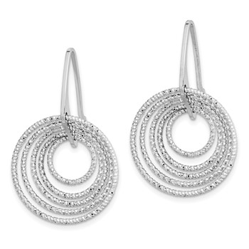 Sterling Silver Rhodium-plated D/C Circles Dangle Earrings — alternate view