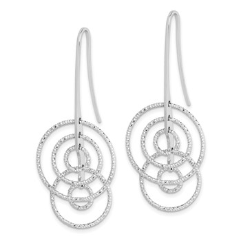 Sterling Silver Rhodium Plated D/C Circles Dangle Earrings — alternate view
