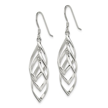Sterling Silver Polished Fancy Twisted  & Intertwined Dangle Earrings — alternate view