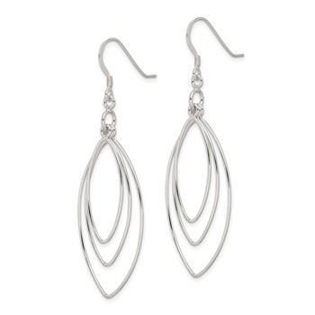 Sterling Silver Polished Fancy Triple Marquise Shape Dangle Earrings — alternate view