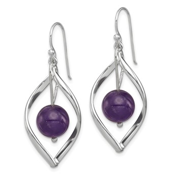 Sterling Silver Twist Dangle Amethyst Earrings — alternate view