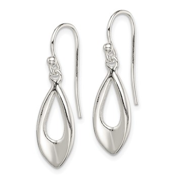 Sterling Silver Polished Teardrop Dangle Shepherd Hook Earrings — alternate view