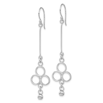 Sterling Silver Rhodium Plated Circles with Bead Dangle Earrings — alternate view