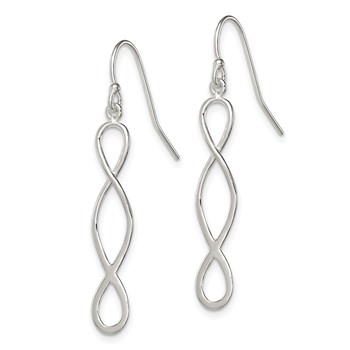 Sterling Silver Polished Twist Design Dangle Earrings — alternate view