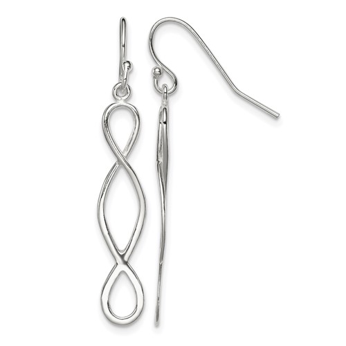 Sterling Silver Polished Twist Design Dangle Earrings