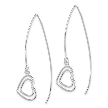 Sterling Silver Rhodium-plated Heart Threader Earrings — alternate view