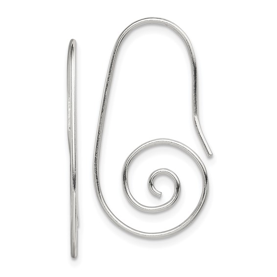 Sterling Silver Rhodium-plated Hook Swirl Earrings - Quality Gold