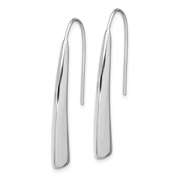 Sterling Silver Polished Rhodium Plated Fancy Bar Thread Earrings — alternate view