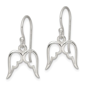 Sterling Silver Polished Wings Dangle Earrings — alternate view