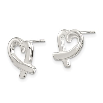Sterling Silver Heart Earrings — alternate view