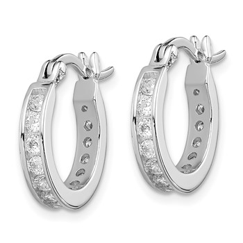 Sterling Silver Rhodium-plated CZ Hoop Earrings — alternate view