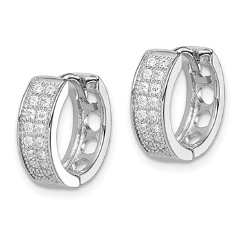 Sterling Silver Rhodium-plated CZ Hinged Hoop Earrings — alternate view
