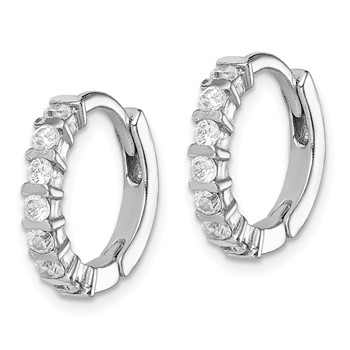 Sterling Silver Rhodium-plated CZ Hinged Earrings — alternate view