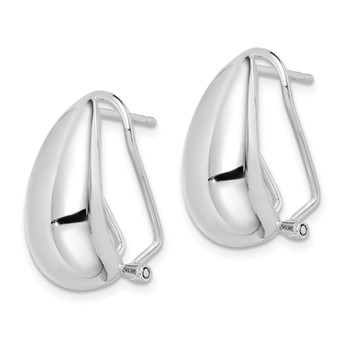 Sterling Silver Polished Omega Back J-Hoop Earrings — alternate view