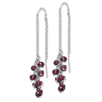 Sterling Silver Rhodium-plated Garnet Cluster Dangle Earrings — alternate view