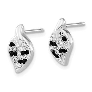 Sterling Silver Stellux Crystal Animal Print Leaf Shaped Post Earrings — alternate view