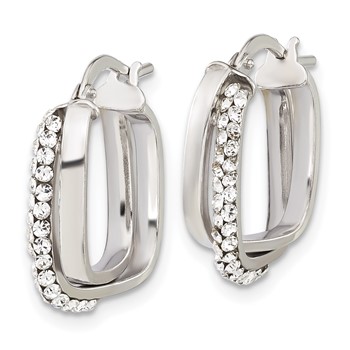 Sterling Silver Stellux Crystal Square Hoop Earrings — alternate view