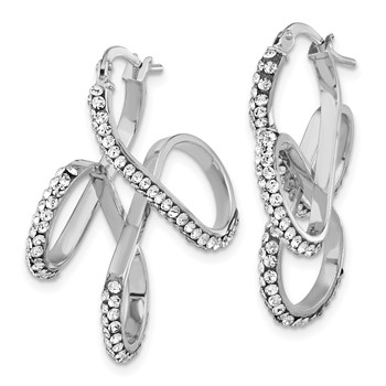 Sterling Silver Polished Stellux Crystal 4-Loop Dangle Earrings — alternate view