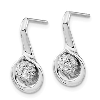 Sterling Silver Stellux Crystal Ball Post Dangle Earrings — alternate view