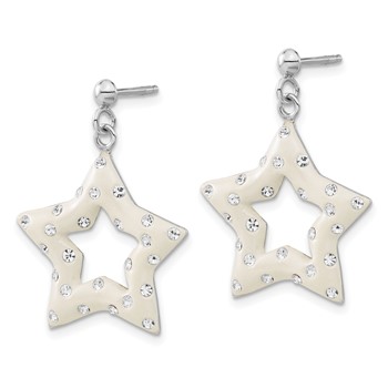 Sterling Silver Rhodium & Ferido Stellux Crystal Star Post Dangle Earrings — alternate view