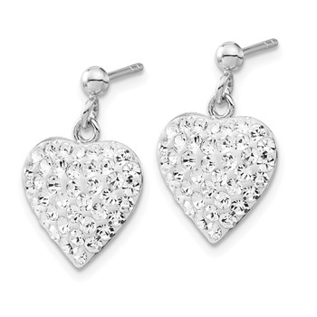 Sterling Silver Rhodium-plated CZ Heart Post Dangle Earrings — alternate view