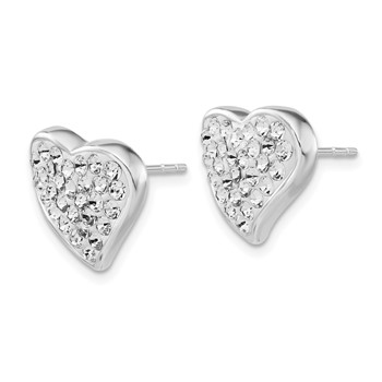 Sterling Silver Stellux Crystal Heart Post Earrings — alternate view