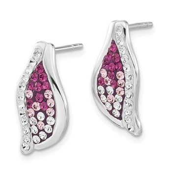 Sterling Silver Purple, Pink & White Stellux Crystal Post Dangle Earrings — alternate view