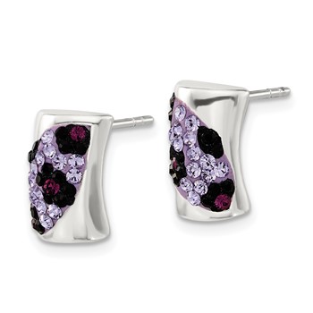 Sterling Silver Purple & Black Stellux Crystal Animal Print Post Earrings — alternate view