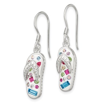 Sterling Silver Stellux Crystal Multi-Color/White Flip Flop Earrings — alternate view
