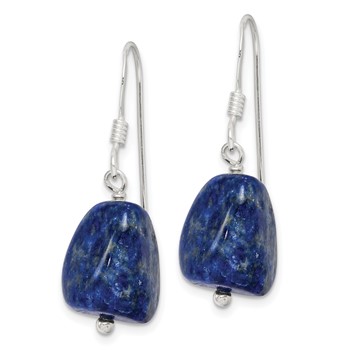 Sterling Silver Polished Blue Lapis Dangle Earrings — alternate view