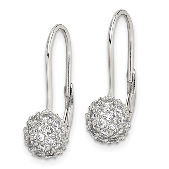 Sterling Silver Rhodium-plated CZ Leverback Earrings — alternate view