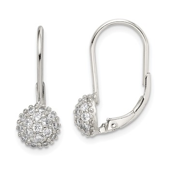 Sterling Silver Rhodium-plated CZ Leverback Earrings