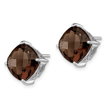 Sterling Silver Rhodium-plated Smoky Quartz Earrings — alternate view