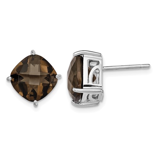 Sterling Silver Rhodium-plated Smoky Quartz Earrings