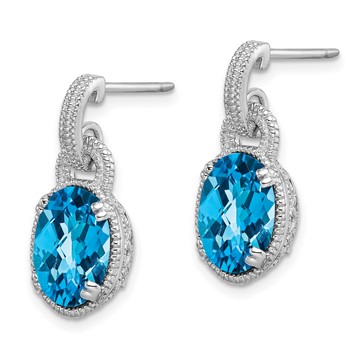Sterling Silver Rhodium-plated Blue Topaz Earrings — alternate view