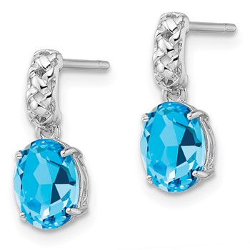 Sterling Silver Rhodium-plated Blue Topaz Earrings — alternate view