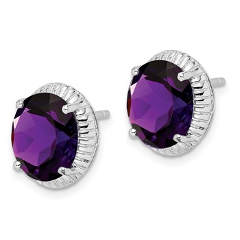 Sterling Silver Rhodium-plated Amethyst Earrings — alternate view