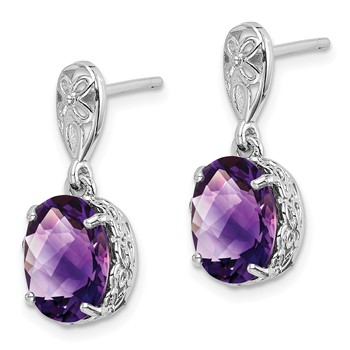 Sterling Silver Rhodium-plated Amethyst Earrings — alternate view