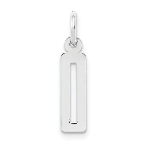Sterling Silver/Rhodium-plated Elongated Polished Number 0 Charm