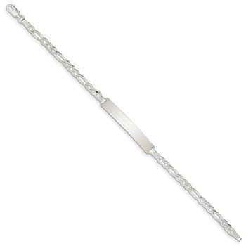 Sterling Silver ID Figaro Link Bracelet — alternate view
